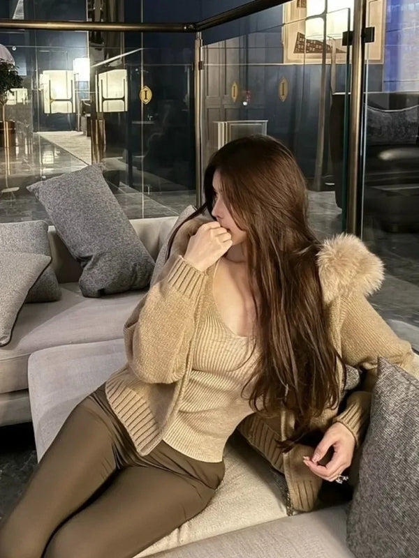 Manteau Tricoté en Fourrure de Renard